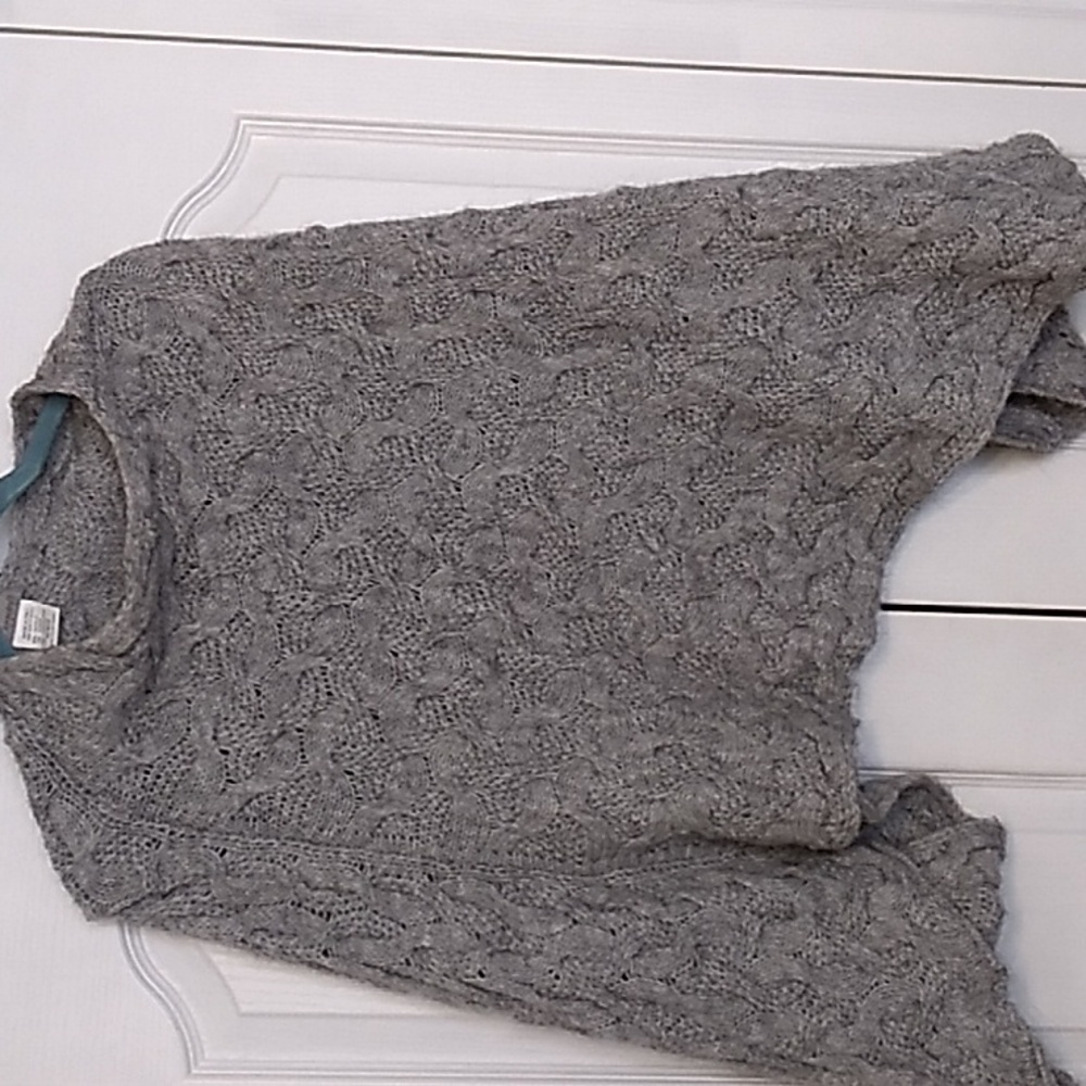 Gray sweater poncho
